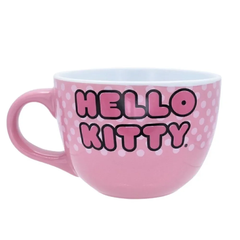 NEW!! Sanrio Hello Kitty Pink Polka Dots Soup Mug